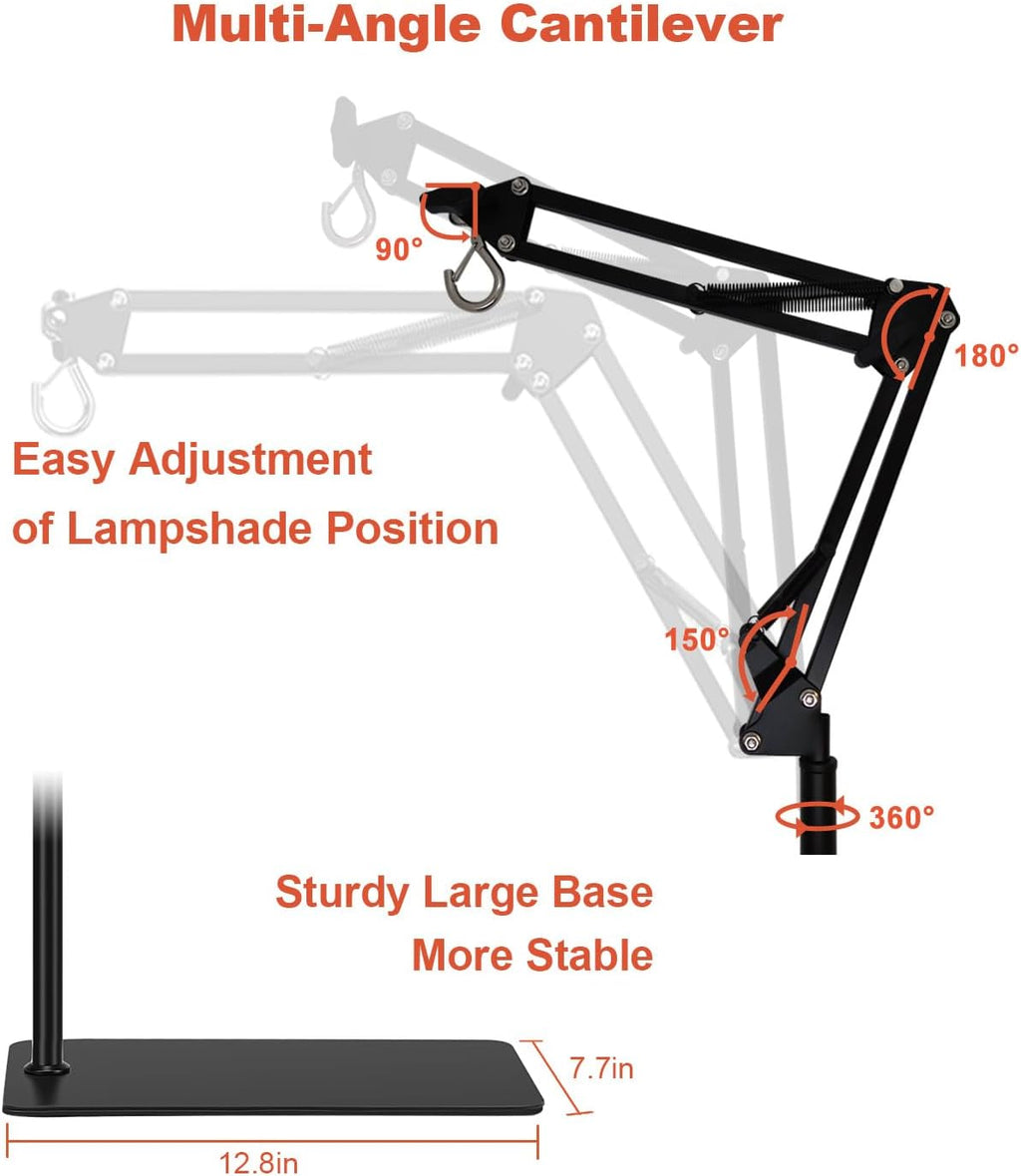 Reptile Lamp Stand, Adjustable 15.7 to 74.3 in Heat Lamp Metal Bracket Floor Light Holder for Lizards Bearded Dragons Chicks Terrarium Tank