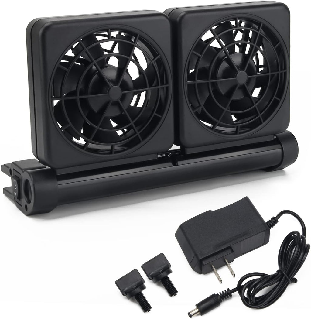 Aquarium Fan 2 3 4 Heads, Aquarium Chillers Cooling Fan Adjustable Fish Tank Cooling Fan with 2 Wind Speed Fan for Water Tank, Aquarium Tank Chiller (2 Head)