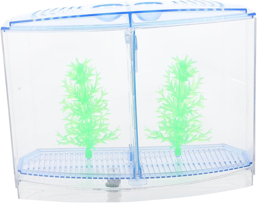 Acrylic Fish Tank Breeding Box for Small Fish with Transparent Dual Compartments Desktop Aquarium Nursery for Goldfish Shrimp and Fry Practical Accessory