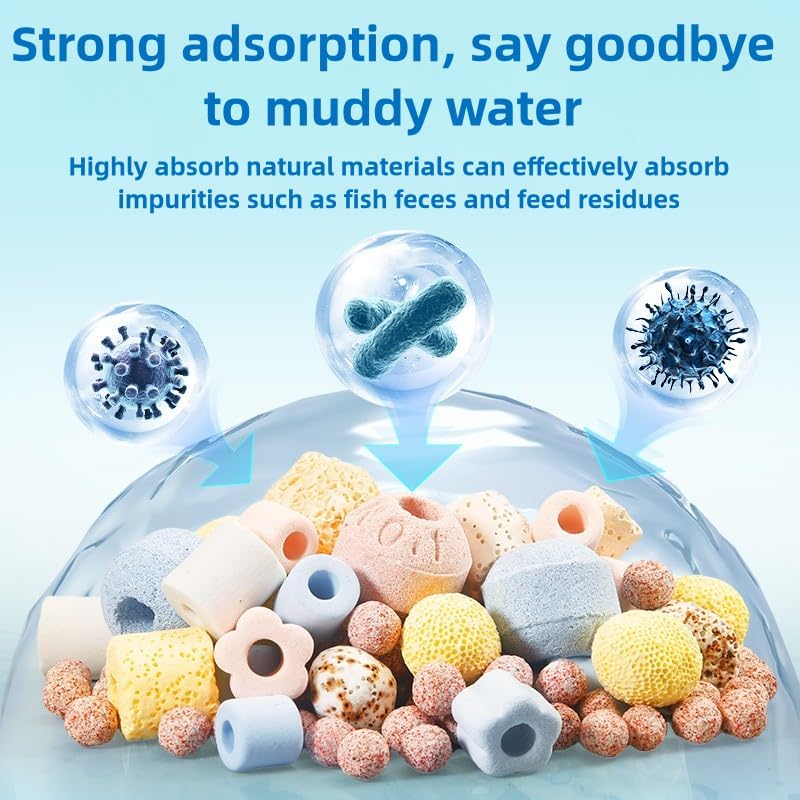 Aquarium Biological Filter Media Hollow Center Ceramic Rings + Bio Balls for Fish Tank (All-in-one Media)