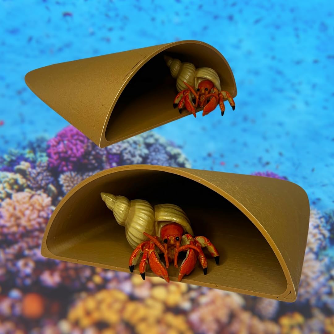 REEFSHAPE Aquarium or Terrarium Pocket Cave | Minimalist Shelter Cave for Fish, Shrimp, Reptiles, Amphibians, & More! | Made in USA (Pocket Cave, Tan)