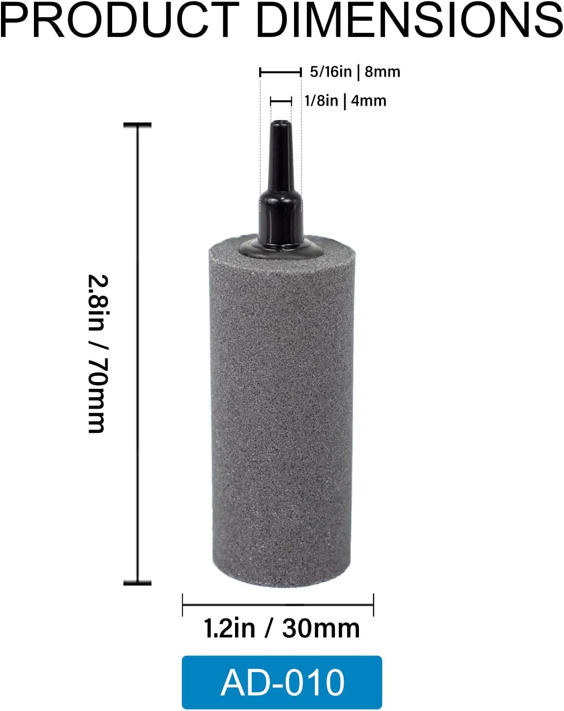 Air Stone Bubble Diffuser Ball - for Aquarium Air Pump and Fish Tanks, Gray, Pack of 10pcs