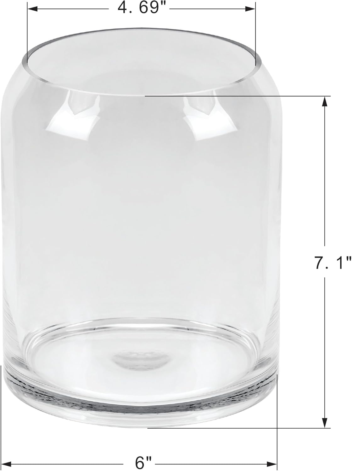 7" High 6" Wide Large Handmade Scandinavian Clear Glass Vase, Glass Flower Vase, Vase for Bouquet, Modern Glass Vase, Dome Glass Vase, Glass Terrariium, Hurricane, Centerpiece (Clear, 5.9"x7.1")