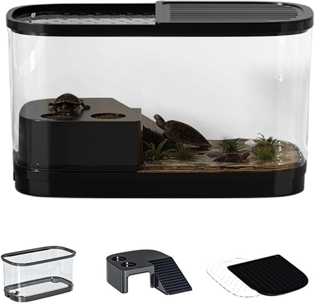 Reptile Terrarium Tank – CrystalClearr Turtle Aquarium, Anti-Escape Pet Enclosure, Sturdy Breeding Habitat Box | Suitable for Frogs, Geckos, Lizards, Snakes, Tortoises, and Other Small Amphibians