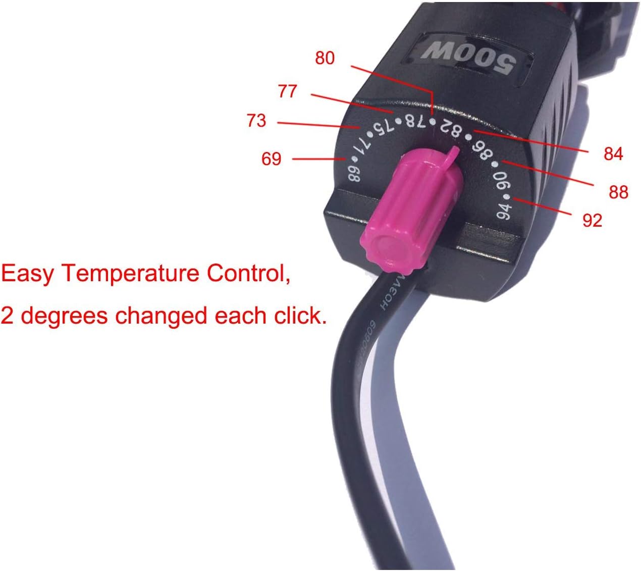 ZHGSERVU 500W Aquarium Heater Auto Thermostat Submersible 500 Watt Fish Tank Heater with Durable Quartz Glass and Protective Sleeve 3 Suckers for Saltwater or Freshwater 50-90 Gallon