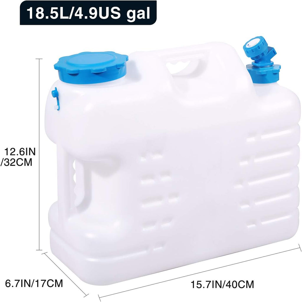 5 Gallon/18.5L Water Container with Spigot, Portable BPA Free Water Jug, Multifunction Water Tank for Camping Outdoor Hiking Picnic Supplies, Emergency Stroage