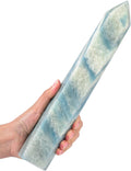 JIC Gem Large Trolleite Obelisk Tower Points Healing Crystal Wand 6 Faceted Blue Quartz Crystals Tower Wand Home Decor Reiki Healing 2.6-3.0 Lbs