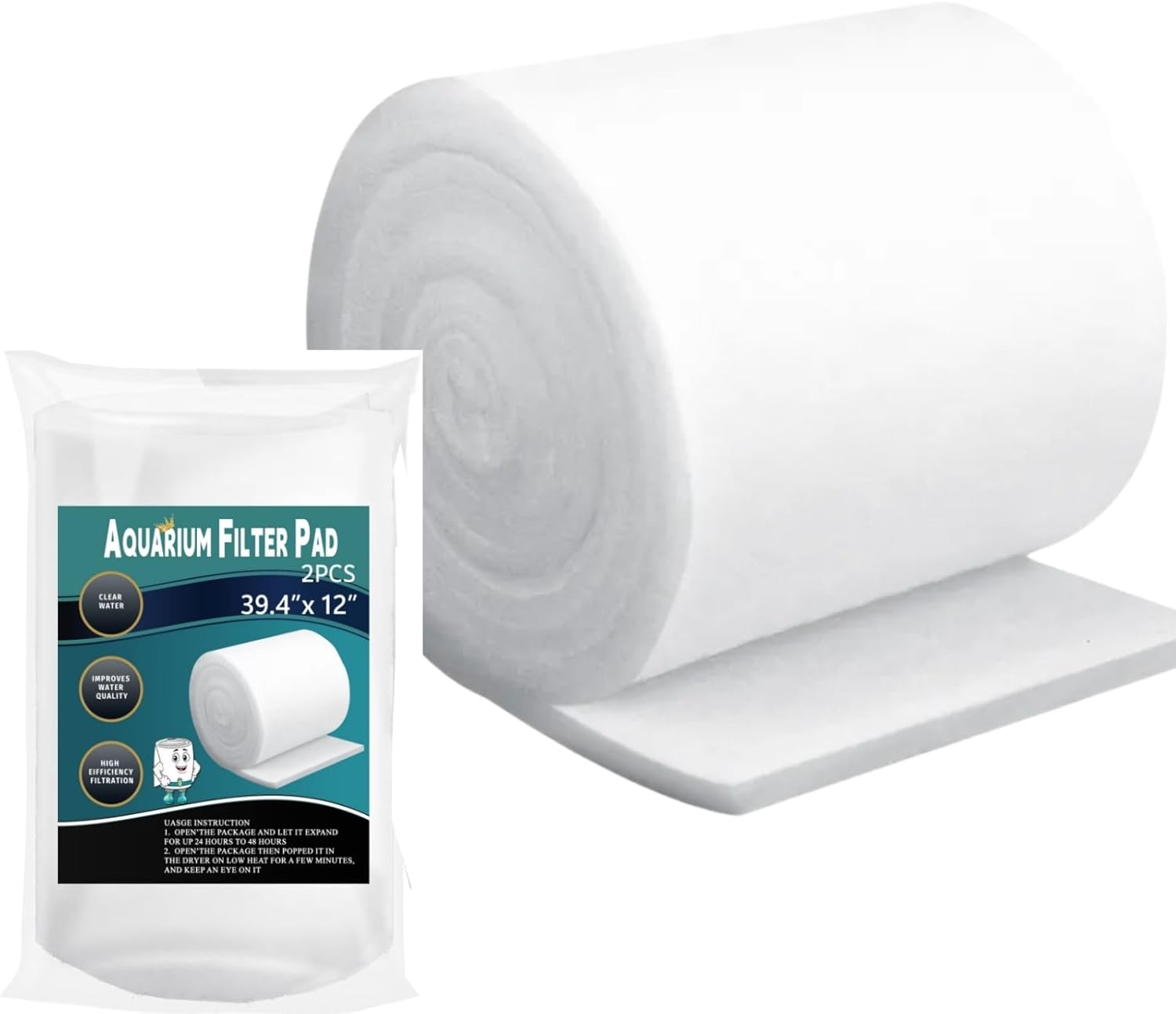 Aquarium Filter Pad 39.4 x 11.8in Aquarium Filter Media for Crystal Clear Water Fish Tank Ponds Garden Saltwater Fershwater Plant Trutle