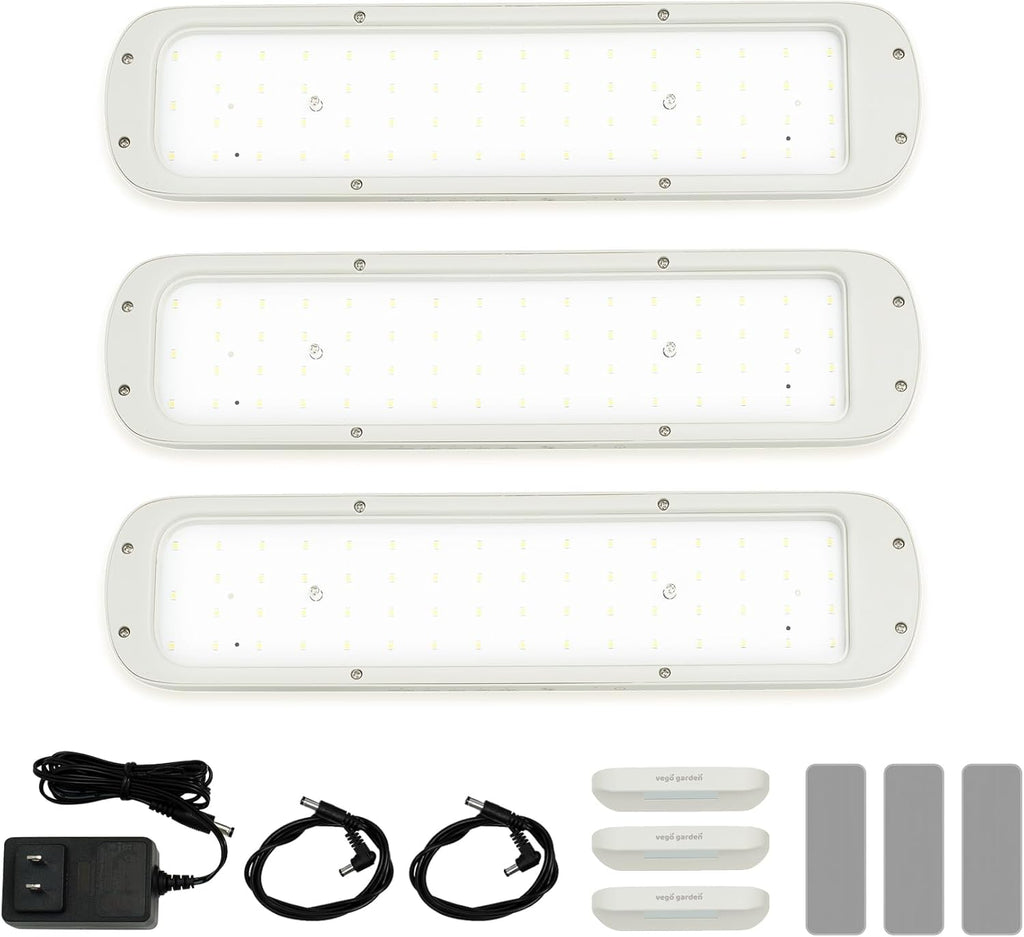 Vego Garden Grow Lights for Indoor Plants, Full Spectrum LED Grow Light with Customized 5 Modes for Seed Starting, Leafy, Herbs, Fruits & Microgreens, 3 Packs