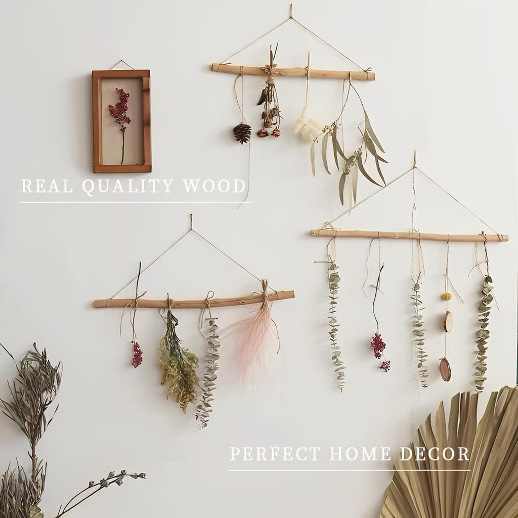 HLQHXWHZT Driftwood for Crafts Natural Driftwood Decorative Branches Home Wall Hanging Decor Jewelry Organizers with 5 Hooks (15 Inch)