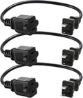 Kanayu 3pcs Black 2 Prong Extension Cords, Male and Female Power Cables, Flexible for Home, Office and Christmas Lights (1ft)