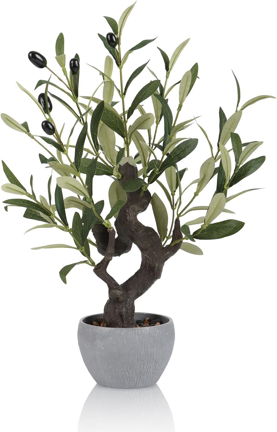 TOARTi Artificial Olive Tree Potted Plant with Stone Pot, 19" Tall Japanese Bonsai Tree Faux Plants Desk Plant, Realistic Greenery Decor for for Home Bedroom Bathroom Office Desk