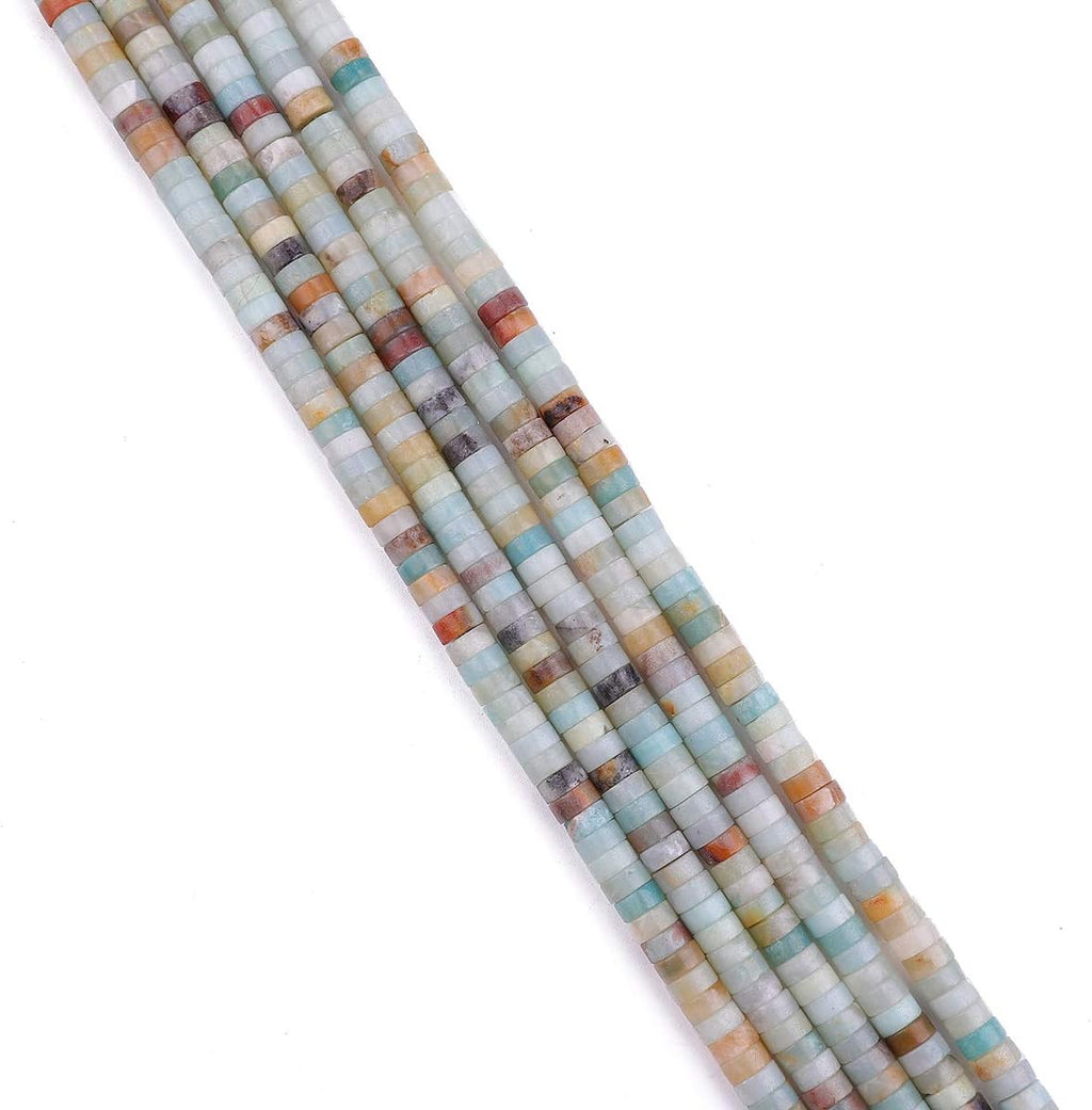 Natural Amazonite Spacer Beads Caps Loose Semi Gemstone for Beading Jewelry Making 6mmx3mm 38cm