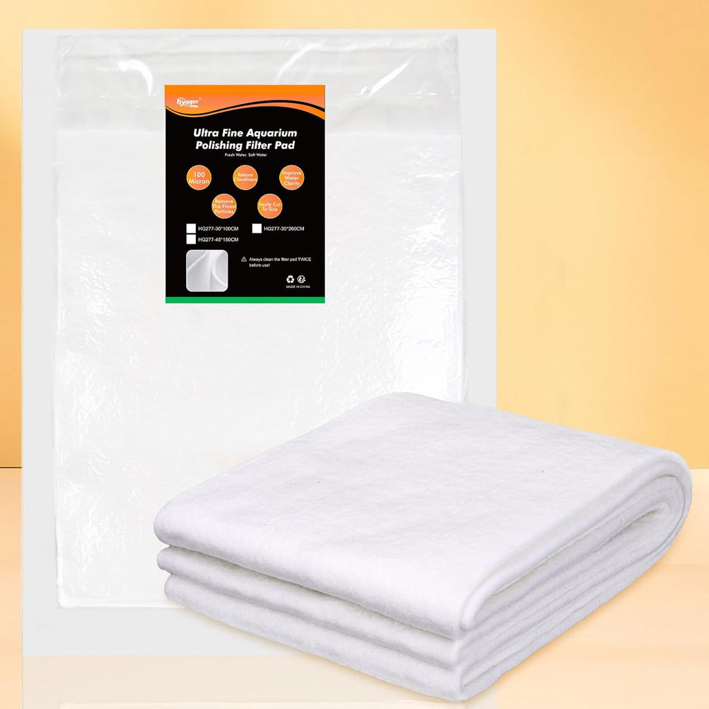 hygger 100 Micron Aquarium Filter Pad Extra Fine Filter Floss for Fish Tank Poly Filter Media Wool Water Polishing Felt 12"x 40"