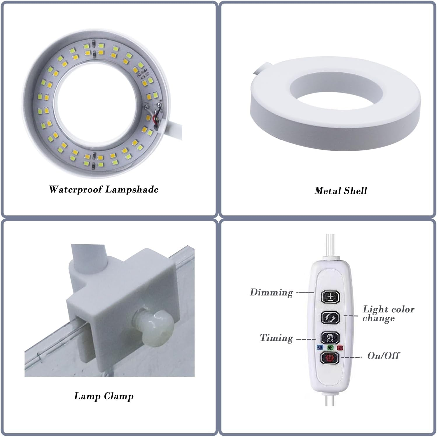 Upgraded Aquarium Light with Timer Clip On Fish Tank LED Light Small USB Light Dimmer Multi-Color White+Warm Yellow+Yellow 1 to 5 Gal (Adapter NOT Included)