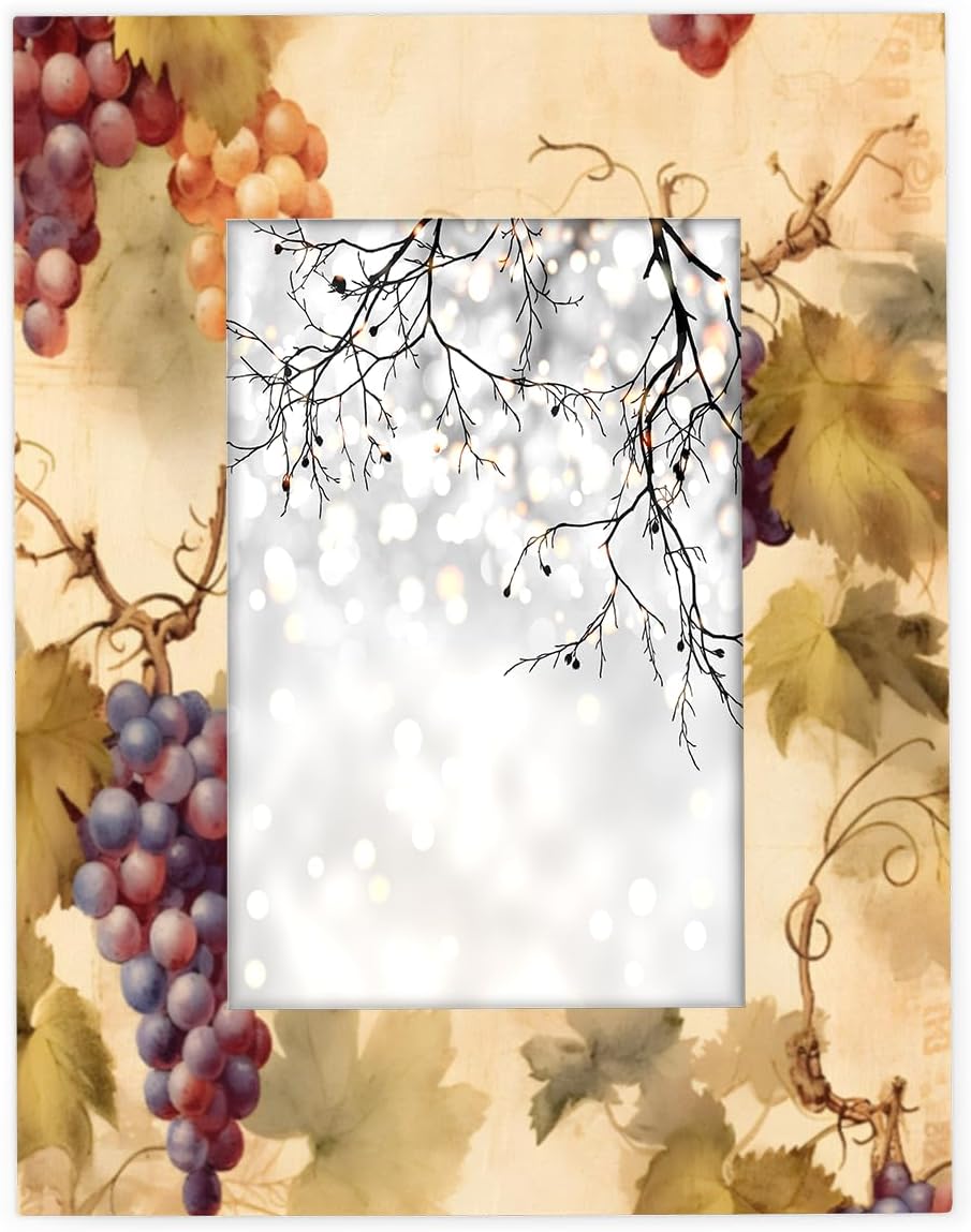 Grapevine Print 4x6 Picture Frame, 4x6 Wood Photo Frame for Wall Hanging or Tabletop Display Decor