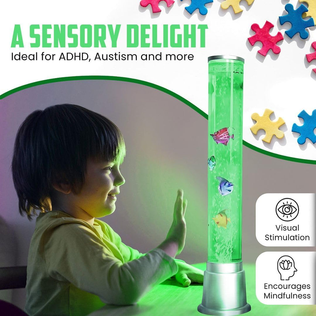 Fish Lamp Sensory Bubble Tube Bubble Lamps Aquarium Night Light 6 LED Color Changing Sensory Tubes Table Lamp Lava Bedroom Lamps Home Decor Desk Fake Fish Tank Christmas Gifts Men 1.9FT