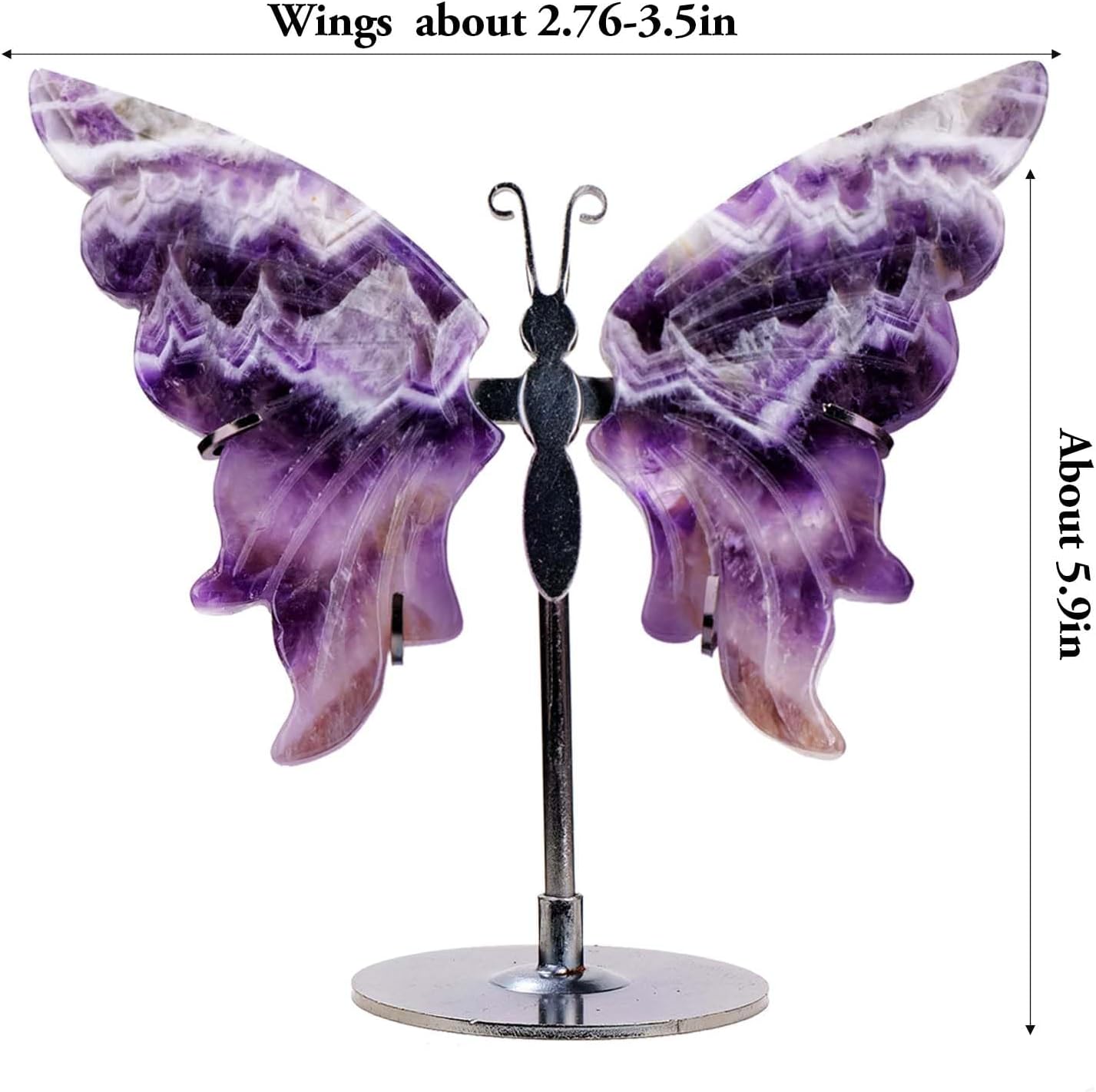 Apengshi Natural Genuine Crystal Statues Butterfly Ornament, Amethyst Agate Wings, Home Office Tabletop Decor (Amethyst)