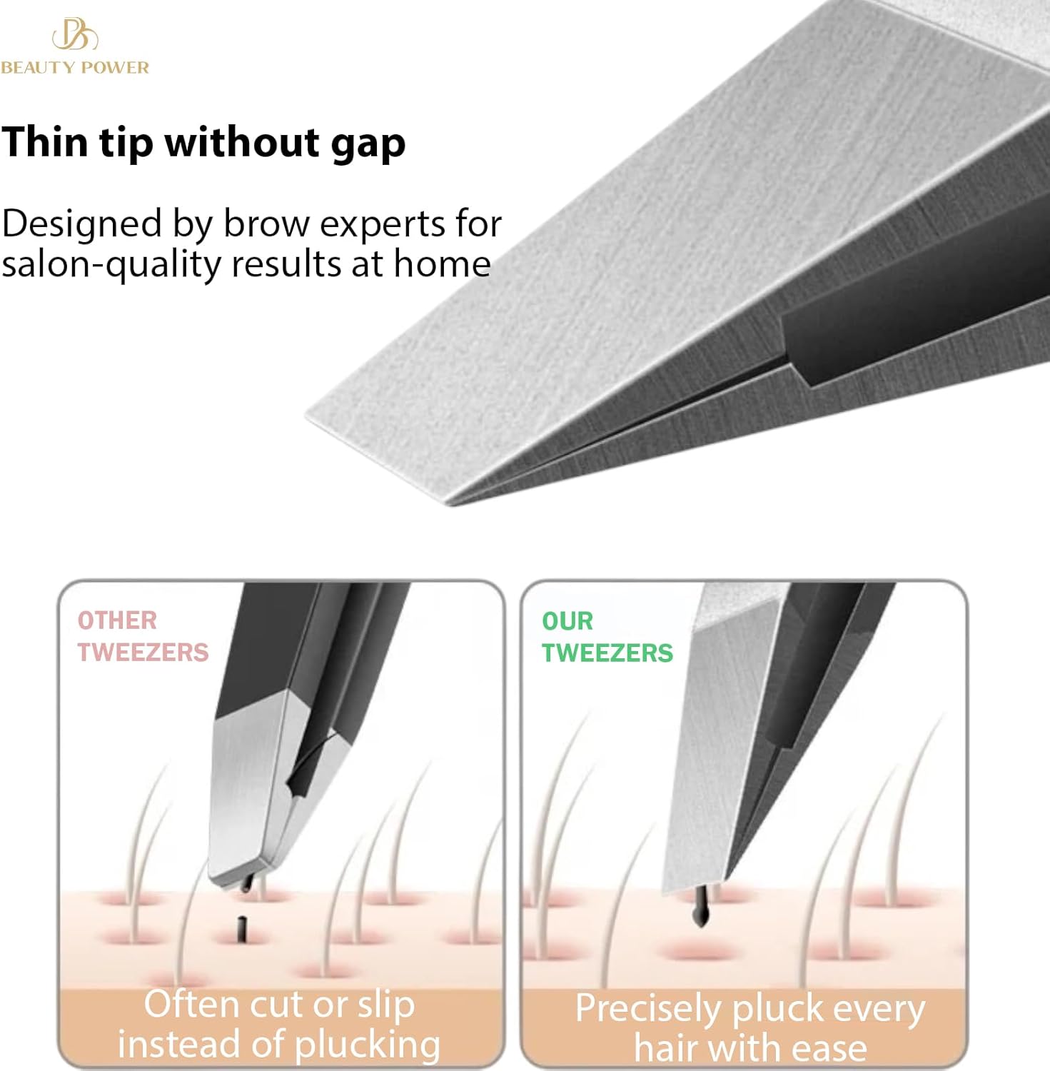 Ultra-Precision Professional Slant Tweezers for Women Facial Hair - German Stainless Steel, Lightweight Black Tweezers for Women & Men, Ideal for Eyebrow & Facial Grooming (Matte Gray)