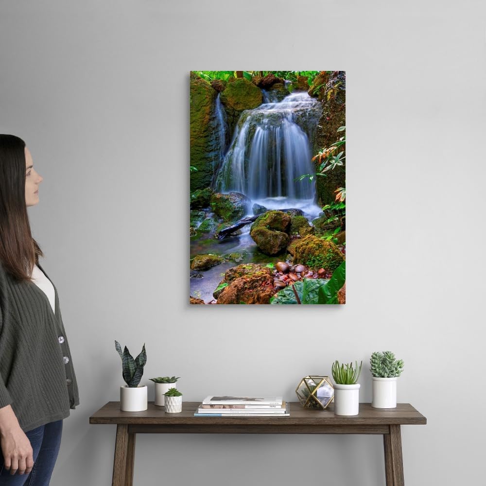 CANVAS ON DEMAND Waterfall in Tropical Rainforest of Fairchild Tropical Gardens, Canvas Wall Art Print, Home Decor, Floral, Flowers, Nature Artwork, 20" x30in
