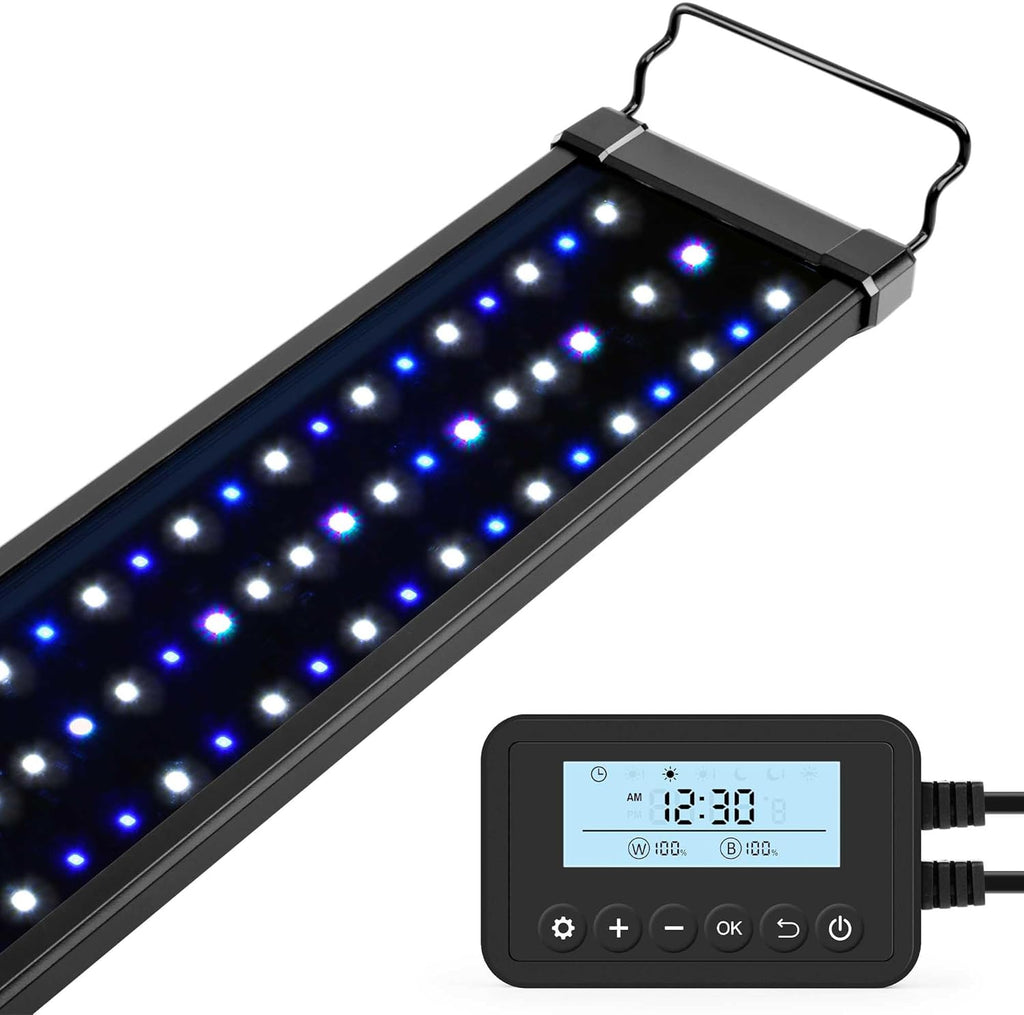 NICREW Saltwater Aquarium Light, Marine LED Fish Tank Light for Coral Reef Tanks, 2-Channel Timer Included, 30 to 36-Inch, 32-Watt