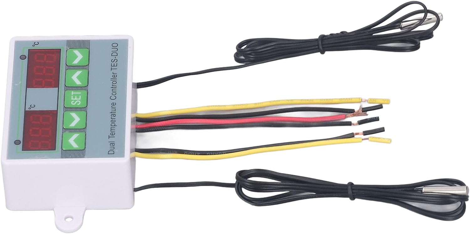 Generic Dual Temperature Controller, Digital Thermostat with Data Storage, for Refrigerator Freezer Incubator Reptile Keeping (DC24V)