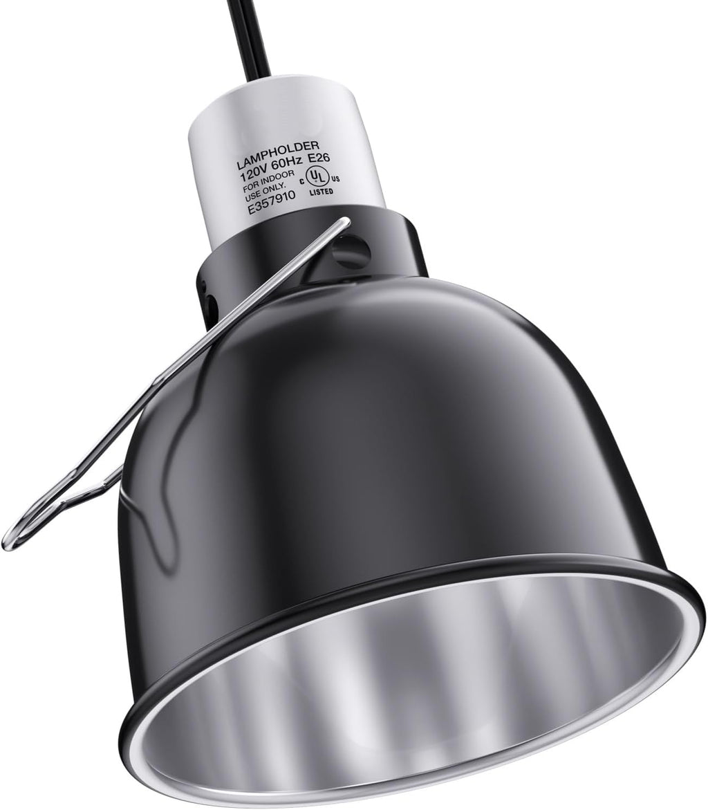 Reptile Light Fixture – 5.5'' Dome Lamp with Ceramic Socket, Reptile Heat Lamp Fixture for Heat Emitter & Basking Bulbs, for Bearded Dragon, Snake, Chameleon, Turtle & Terrarium Tank Accessories