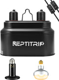 Dual Reptile Light Fixture with 100W Daytime Heat Bulb & 100W Nighttime Ceramic Heat Emitter, 2 Independent Switches, Reptile Heat Lamp Combo Pack - No UVB