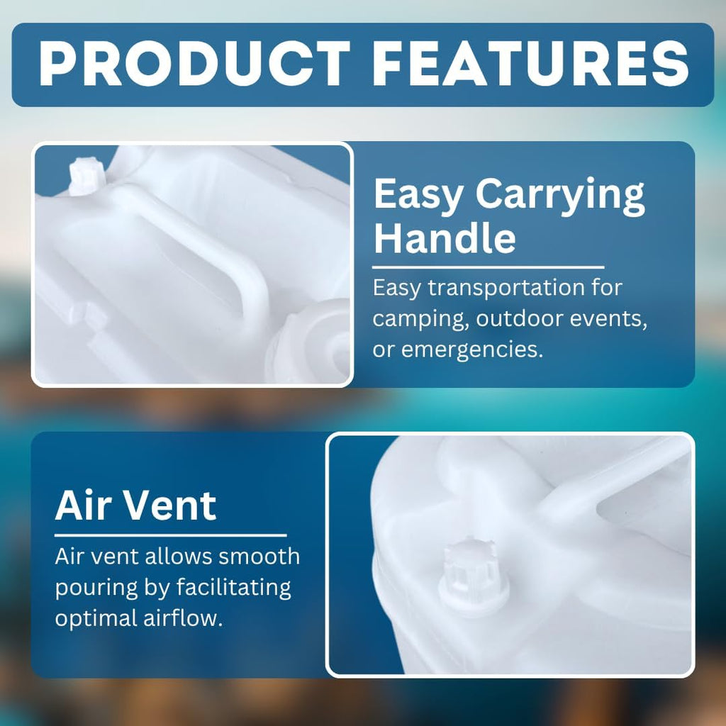 5-Gallon Stackable Water Storage Containers, 5 Gallons w/ 3 Lids + 1 Spigot, Easy Fill, Survial Supply Emergency Water Storage for Camping and Disaster Preparedness, RV, 10 Gallon (2 Tanks)