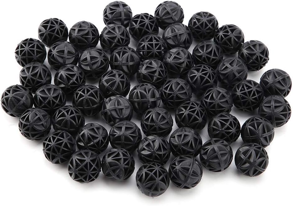 Bio Balls Filter Media, 50Pcs Porous Biochemical Aquarium Filter Balls for Biological Filtration Pond and Fish Aquarium with Sponge (36mm with Cotton)