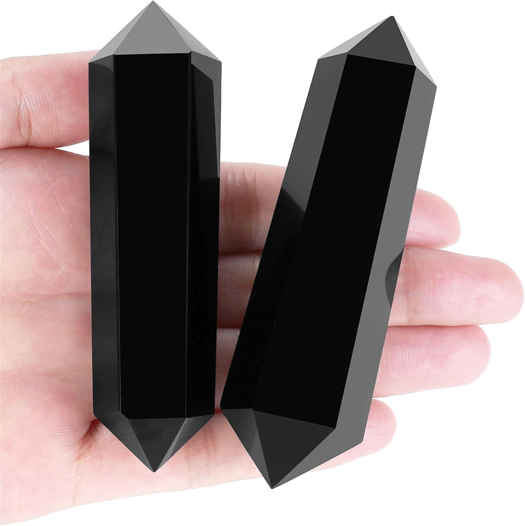 YATOJUZI 3.5" Black Obsidian Healing Crystals Wand Natural Crystals and Healing Stones Large Hexagonal Black Obsidian Crystal Points for Meditation Divination Reiki Energy Balancing 1PCS