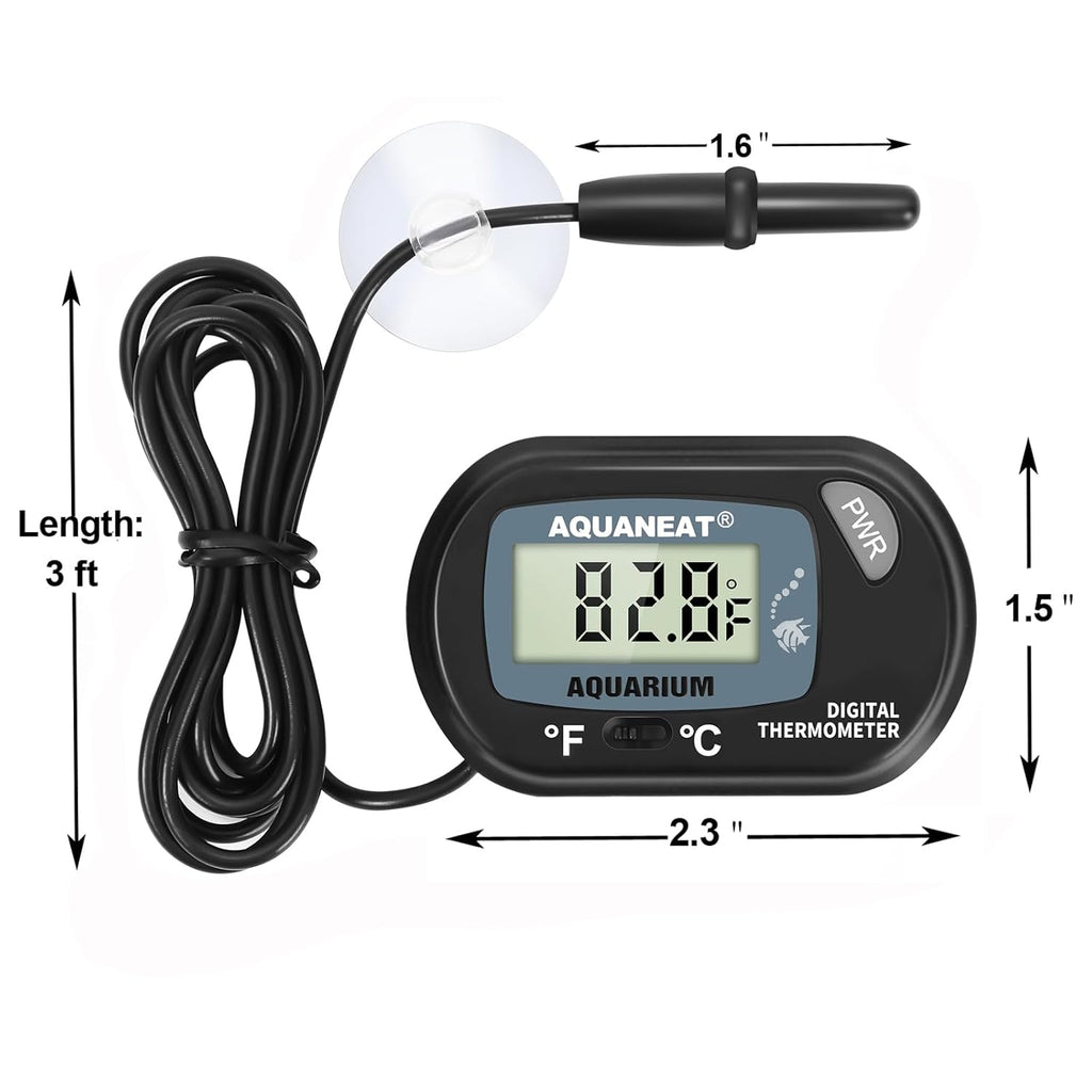 AQUANEAT Aquarium Thermometer, Fish Tank Thermometer, Digital Temperature Test, with Large LCD Display (6 Packs)