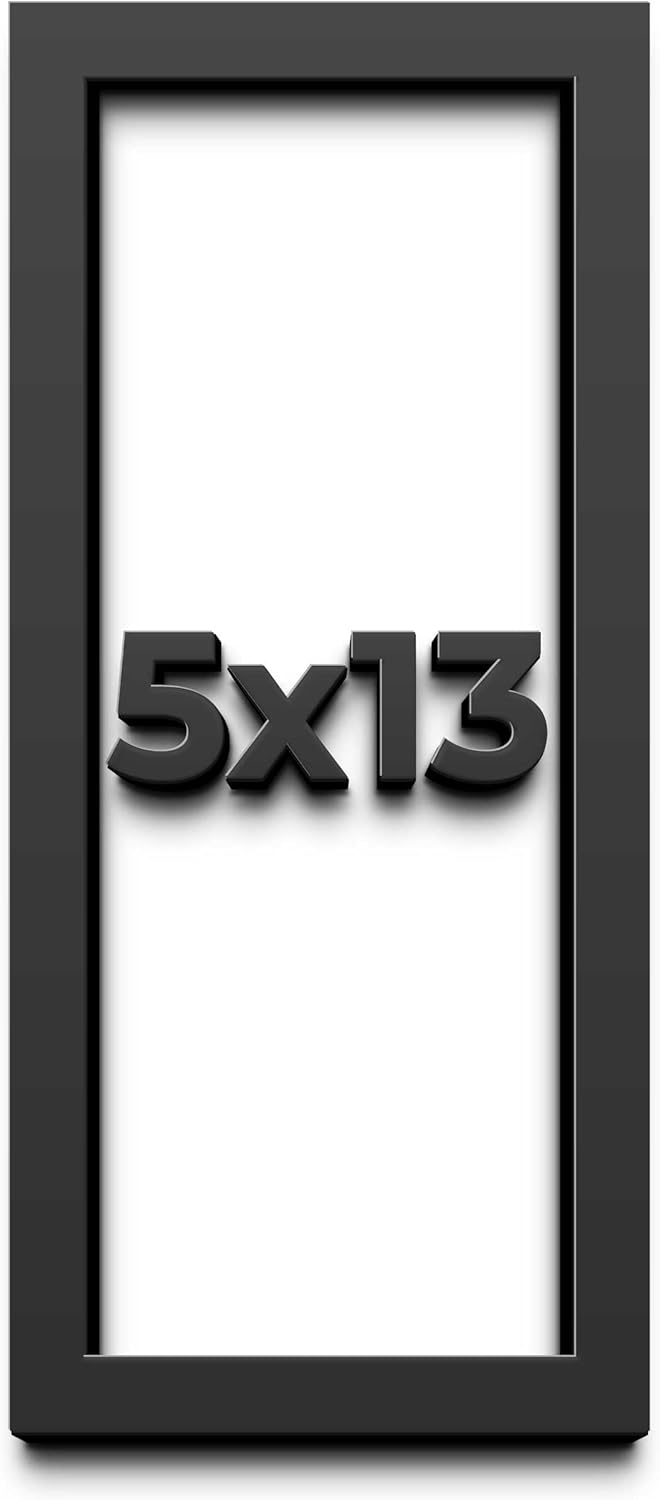 5x13 in Shadow Box Frame Black | 1 Inch Deep Solid Wood Shadowbox Display Frame | UV Resistant Acrylic Plexiglass, Acid Free Backing, and Hanging Hardware | Dugan Picture Frame Style