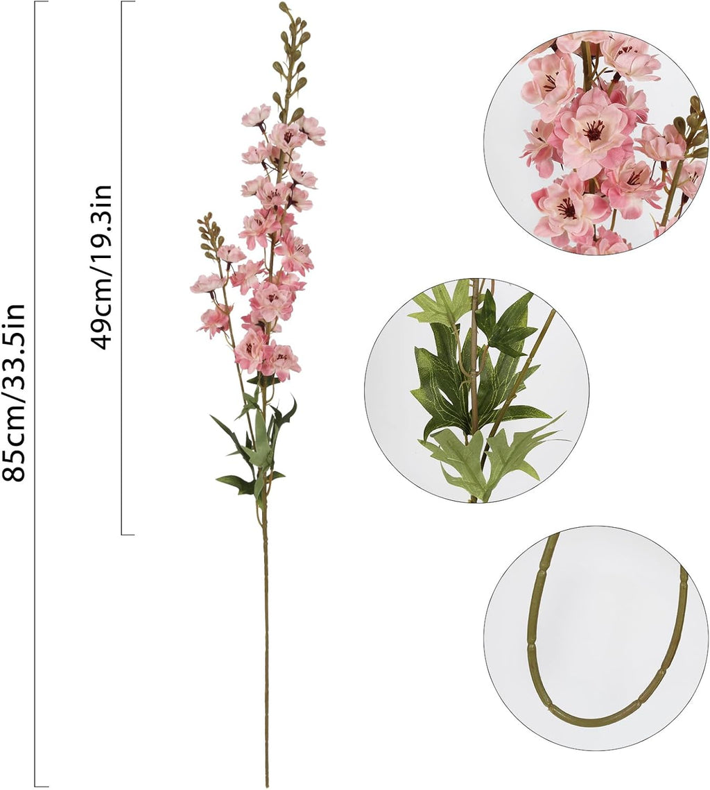 IPOPU Pink Artificial Delphinium Flowers 33.5" Long Stem Artificial Flowers Vintage Pink Fake Flowers for Wedding Centerpieces for Home Tables Party Decor（Vintage Pink）