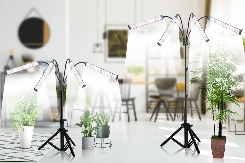 GHodec Grow Light with Stand, 200W 6000K Full Spectrum Gooseneck Floor Plant Light for Indoor Plants Growing,5 Dimmable Levels & Auto On/Off Timer, Tripod Stand Adjustable 15-48 in