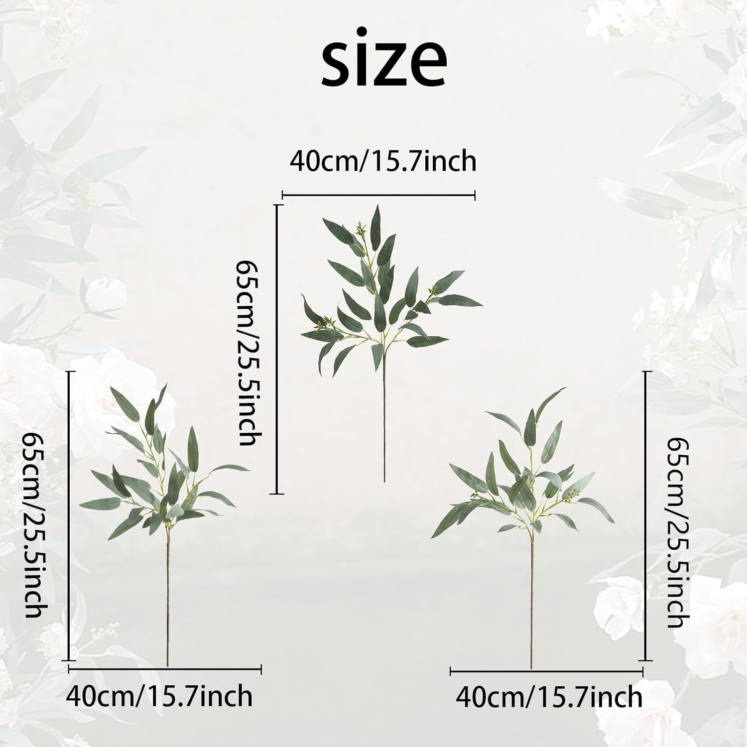 6 Pcs 25.5" Artificial Eucalyptus Stems,Realistic Faux Willow Leaves Greenery Branches for Vase Decor, Wedding Centerpieces, Farmhouse Home Party Decor, Bendable Stems & No Fade