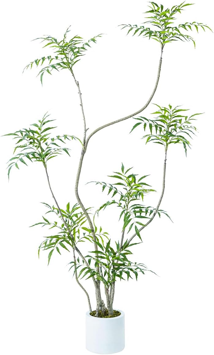Artificial Mahonia fortunei Tree,5.3ft Tall Fake Plants Artificial Mahonia fortunei Plants for Indoor, Fake Trees for Office Home Living Room Floor Patio Greening Porch Decor