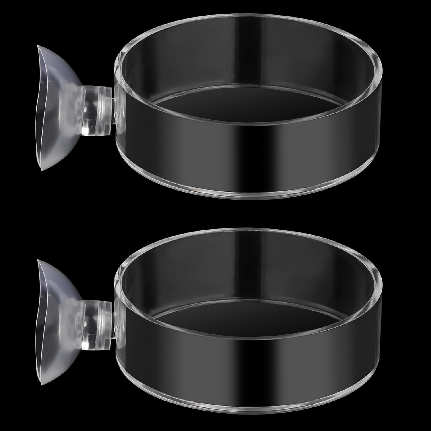60mm Fish Tank Feeder Dish Aquarium Shrimp Feeder Dish with Suction Clear Fish Tank Feeding Bowl Round Clear Dishes Tray（2pcs）