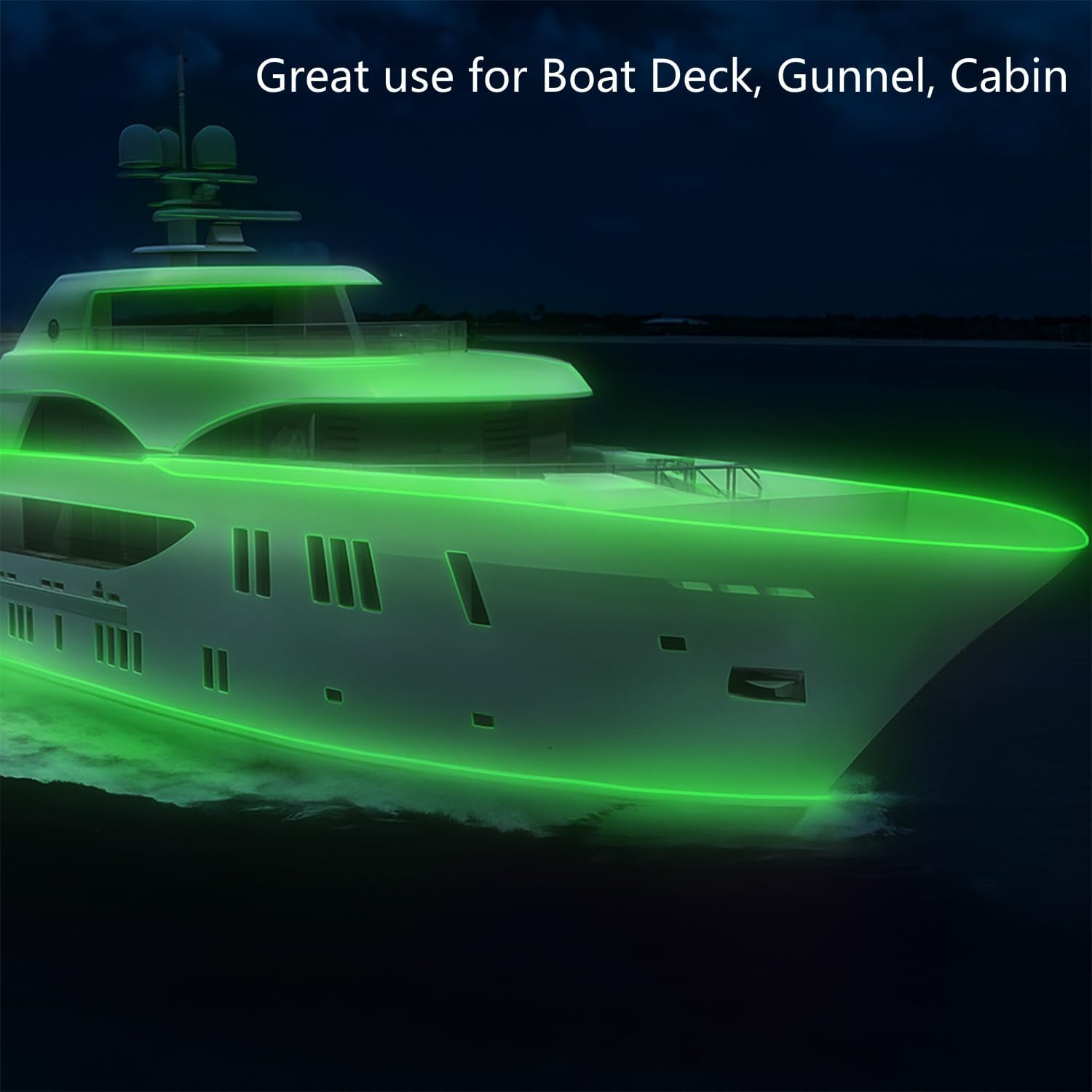 Pontoon Boat LED Strip Lights, 12V 32.8FT Green Waterproof Marine LED Light Boat Interior Light, Boats Deck Hull Gunnel Lighting, Night Fishing Lights for Bass, Jon (No Battery)