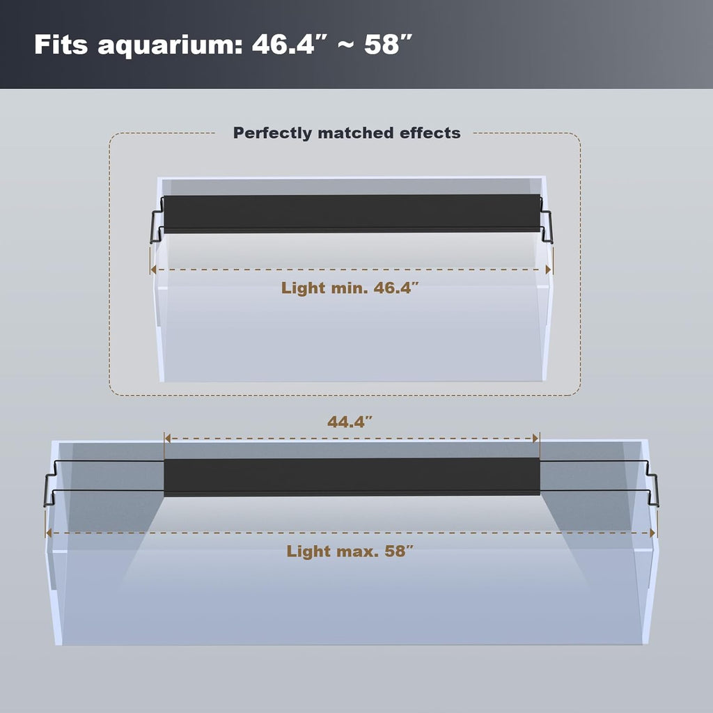 GLOWRIUM Aquarium Light, LED Freshwater Fish Tank Light with Timer, Full Spectrum Planted Aquarium Grow Lights with Daylight/Moonlight Mode, Brightness Adjustable, Auto On/Off (48-58 in)