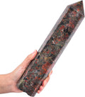 JIC Gem Extra Large Brazilian Red Agate Healing Crystal Obelisk Tower Points 6 Faceted Sunstone Quartz Crystals Tower Wand Point Decor Chakra Meditation 3.5-4.0 Lbs