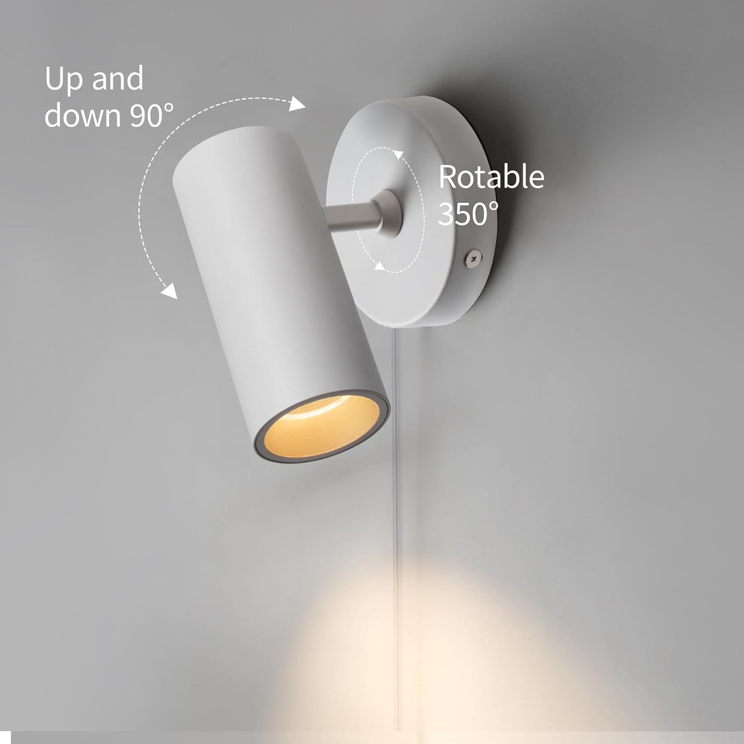 Aisilan 2 Pack LED White Plug in Spotlight with On/Off Switch Uplight Spotlight Indoor Accent Ceiling Spot Light for Plant Background Wall Spotlight Warm White 12W CREE COB CRI 97, MS007A