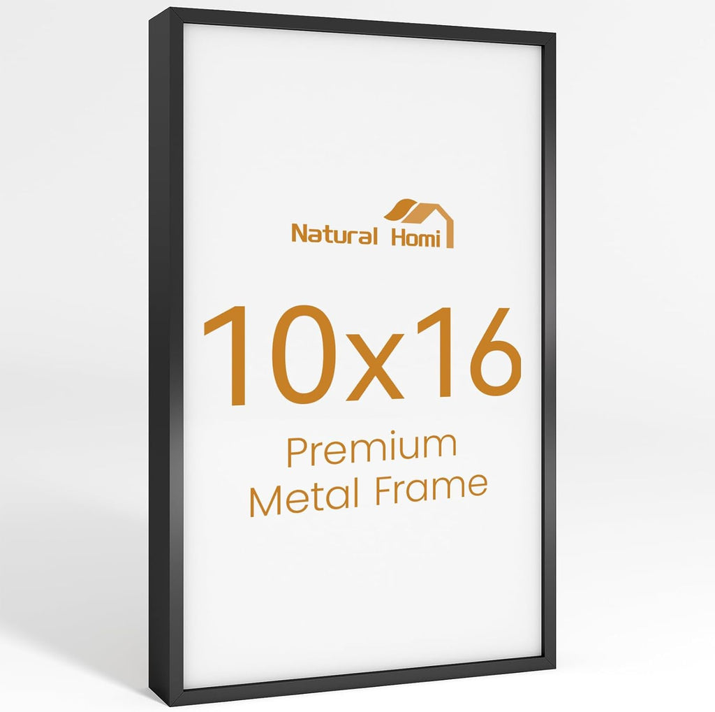 10x16 Aluminum Metal Picture Frame,Tempered Glass Black Photo Frame 10x16 for Family Photo,Posters,Art,Document to Wall Mount Horizontally or Vertically