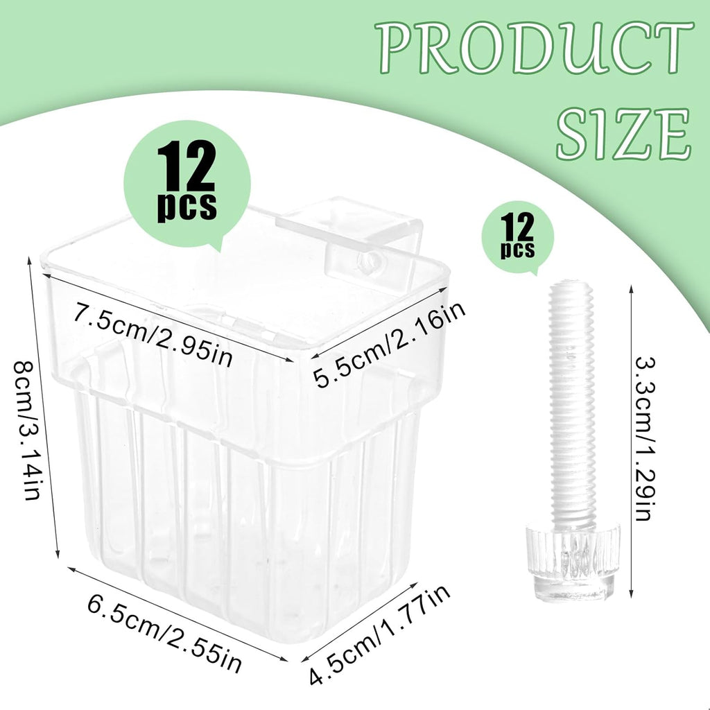 12PCS Aquarium Plant Holder Rimmed Tank Clear Fish Tank Plant Holder Aquarium Live Plants Hanging Aquariums Planter Holders for Fish Tank Aquaponic Plants Cultivation and Aquascape Decorations