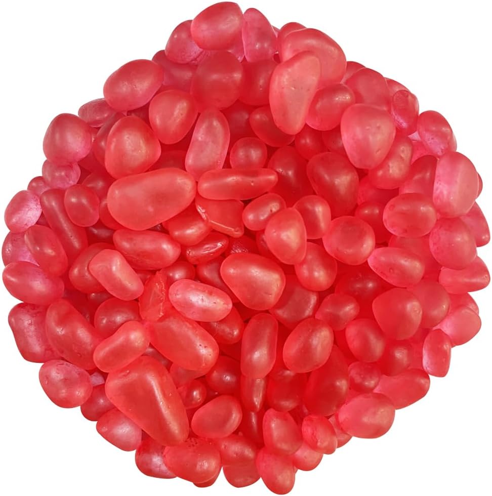 0.88LB Watermelon Red Fish Tank Gravel Aquarium Glass Stones Sea Glass Pebbles Aquarium Gravel Rocks Fish Tank Rocks, Beads Pebbles Rock Sand Glass Gems Stones for Vase Filler Turtle Fish Tank Decor