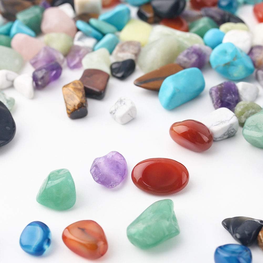 JOHOUSE Quartz Crystals, Crushed Chips Tumbled Polished Stone Beads Irregular Shaped Succulent Rocks for Plants Indoor Betta Fish Tank Gravel Vase Filler Crafts About 1lb(450g),10 Different Kinds