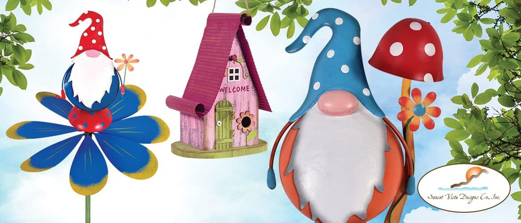 Sunset Vista Designs 93635 Gnome Collection Birdhouse, Hot Pink and Green