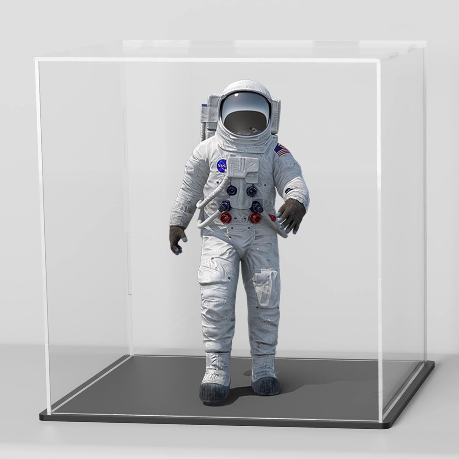 Acrylic Display Case, Super Clear Displaying Box with Matt Base and Lid for Toys, Figures, Collectibles (9x9x9 inch)