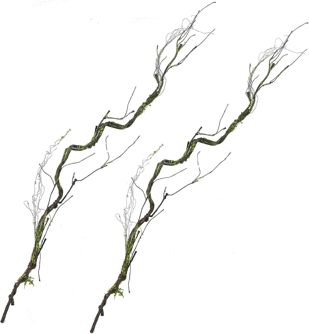2Pcs 67in Artificial Trees Branches for Decoration Fake Cherry Blossom Trunk Willow Vines Garland Limb Twigs Moss Plants Wall Hanging Photo Home Garden X'Mas Christmas Thanksgiving Decor