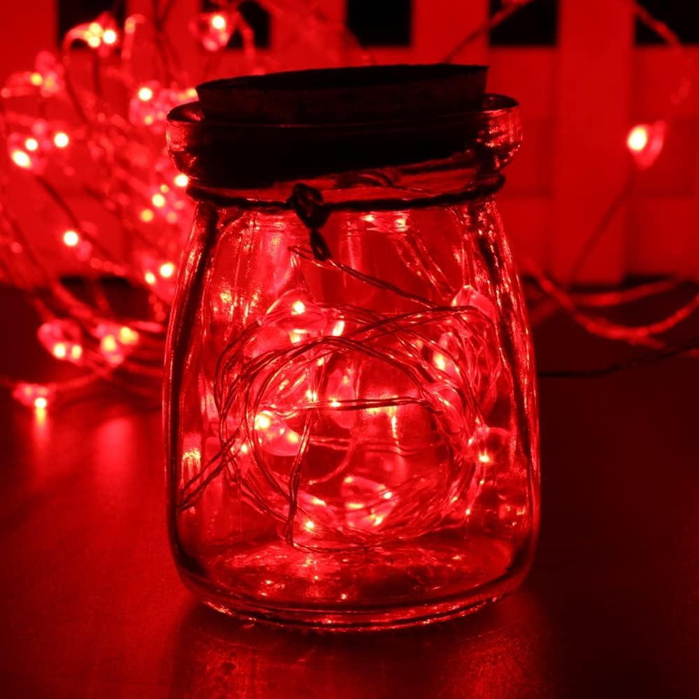 ANGMLN 10 Pack Valentine's Day Red Fairy Lights Battery Operated 9.8' 30 LED Mini Christmas String Lights for DIY Crafts Wedding Party Patriotic Ceremony Valentine's Day New Year Decoration